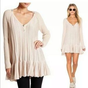 NWT Free People Ribs and Ruffles sweater / dress L